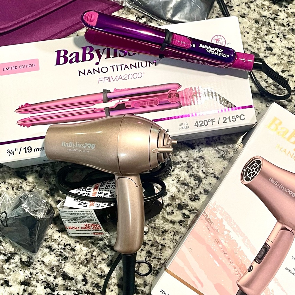 ❌BaBylissPRO Nano Titanium Hair Dryer and Straightener Set Mini LIMITED Edition❌